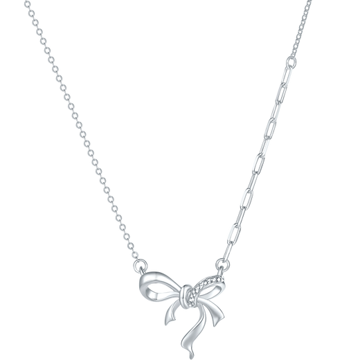 Saturday Fu PT950 platinum necklace for women platinum pendant bow birthday gift B0614839 40+5cm about 2.98g