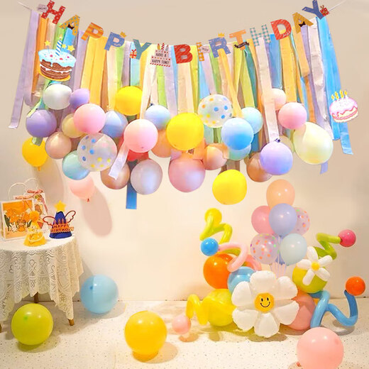 儿童生日气球套装生日布置装饰气球宝宝周岁派对场景道具男孩女孩 爆生日XT9905A-3-4