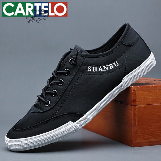 Cartelo 2025 Été Nouveau chaussures en toile de soie glaciaire respirante pour hommes avec un pied décontracté haut haut de planches de planche coréenne