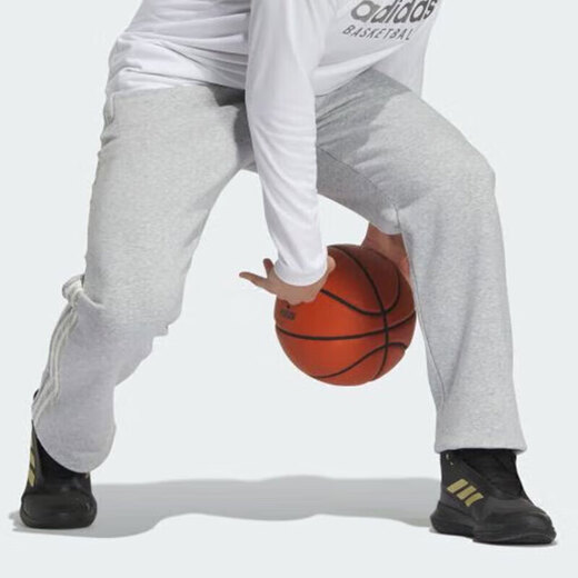 阿迪达斯（adidas）运动裤男裤秋季休闲裤针织宽松直筒裤长裤GK9273 JE3496灰色加绒 L