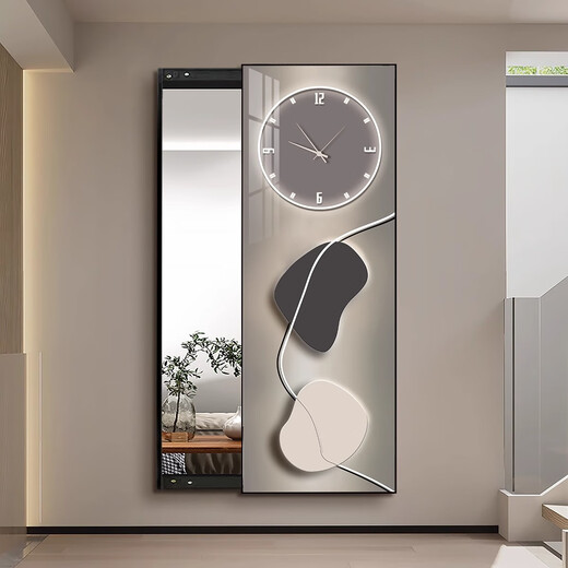 Versteckte Spiegelwand in voller Länge Spiegel Wandkontakt Push-Pull-Dressing Spiegel Schlafzimmer Anpassungsspiegel Veranda Korridor Dekorative Spiegel Malerei Gemälde Fortune Connection Watch A 30*100 cm Aluminiumlegierung Rahmen Kristall Porzellan Malerei