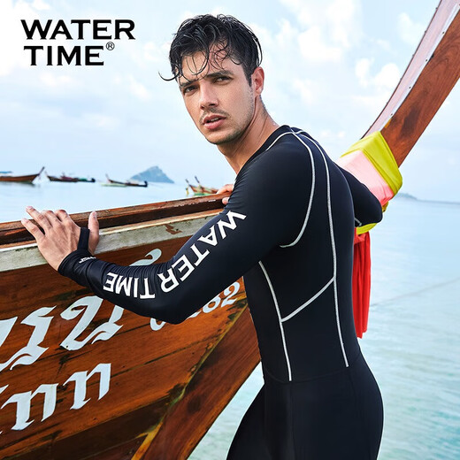 WATERTIME Wet Suit Men's Jellyfish Suit Snorkeling Suit Sun Protection Waterproof Mother Cold One-piece Long Sleeve Swimsuit Swimming S (Height 160-165 Weight 50-55kg)