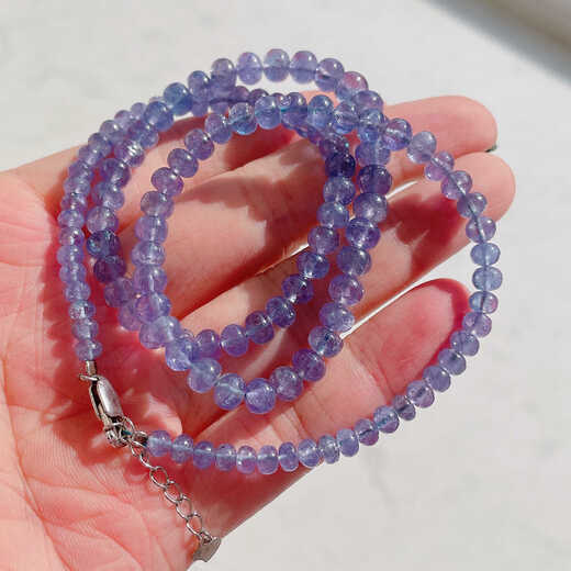 DRJEFUN tanzanite plain abacus bead necklace colorful gift for elders clavicle chain large particles
