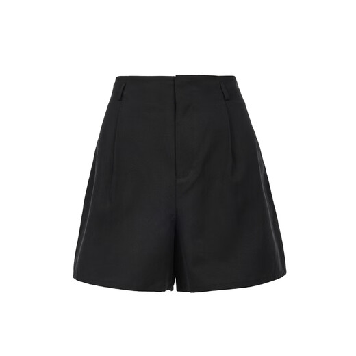 VEROMODA Shorts Women's 2025 Autumn and Winter New Solid Color Pinch High Waist Slim Casual Shorts Versatile Commuting Black XL