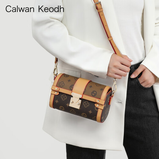 CALWAN KEODH官网包包女包斜挎包复古单肩高级感小包圆筒包生日礼物送女友老婆 【咖色】品牌小众百搭实用走心女生闺蜜