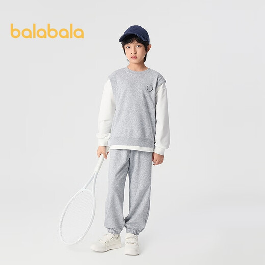 Balabala Children's Clothing Boys Long Maneves Set Children's Sportswear 2025 Nouvelle robe de printemps Fake Two-Thyle Fashion 208125104104