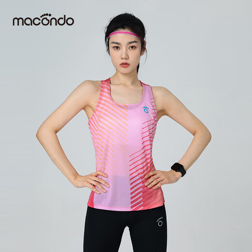 马孔多（macondo）运动背心光速印花男女款吸湿轻量设计马拉松跑步速干衣6代 暮霞色-男 L