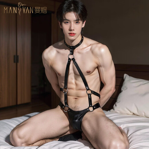 Manyan role-playing sexy pajamas men's special temptation intercourse thong three-point breast-exposed couple stimulation A-men and women go out for dating bed shirt free of charge
