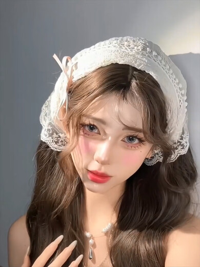 Jiang Jinyue écharpe bandeau de bord de mer triangulaire style pastoral français femmes Baotou mode été soie SN9853 écharpe triangulaire en dentelle blanc cassé