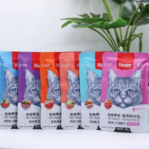 Wanpy (WANPY) Naughty Fresh Packet Cat Snacks Canned Cat Snacks for Adult Cats and Kittens to Gain Weight, Hair, Cheeks, Hydration, Nutritious Cat Bar Wet Food, Fresh Packet Mix + Freeze-dried Chicken Grains, 10 Packs, Try and Buy