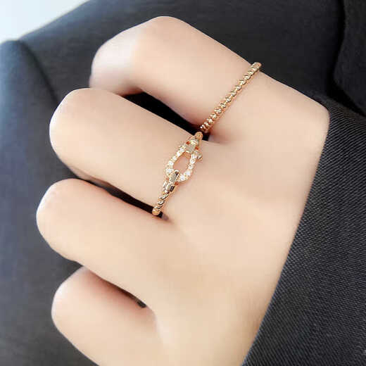 Chihuan small twisted horseshoe buckle ring 925 sterling silver small ins couple ring 18K gold niche design diamond after-sales