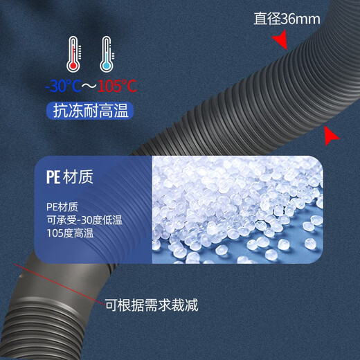 Dezhong kitchen drain pipe, heat-resistant and hot-resistant sink drain pipe, sink sink drain pipe, PP material, durable 45mm universal interface W11 2 pieces