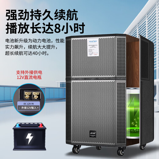 Amoi square dance audio outdoor karaoke lever mobile Bluetooth speaker live broadcast home 12-inch three-way subwoofer amplifier with microphone 15-inch six-way 17 speakers (dual wireless microphones)