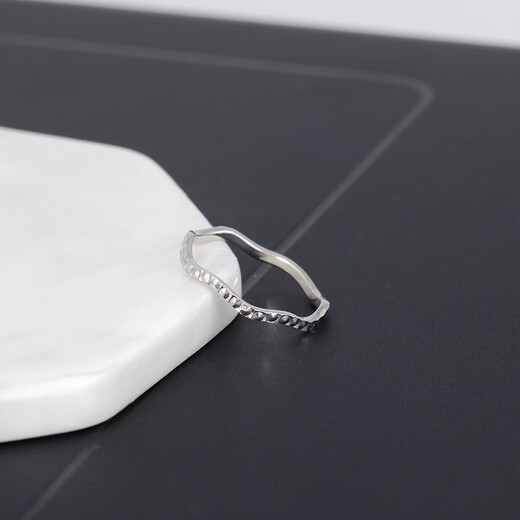 Pulian 18K rose gold baby's breath wavy women's ring tail ring brand platinum gold plain gold fashion reverse diamond 18K gold 16#1.2g