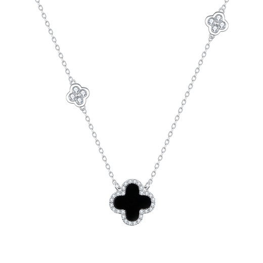 LAOLATU four-leaf clover platinum necklace for women PT950 platinum 2025 new Chinese Valentine's Day gift for girlfriend and wife PT950 platinum four-leaf clover set chain black agate