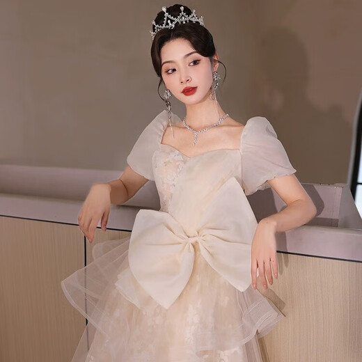 Libaixin abendkleid hell Luxus Nische High-End-Bankett weibliche Temperament High-End-Gefühl Schöner Kunstprüfungshost Jahrestreffen für Erwachsene Geschenk Champagner Farbe XL Vorschlagen 115-120jin [Jin ist 0,5 kg]