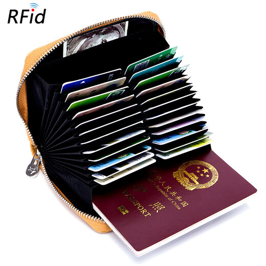 【直发】风琴卡包男士护照包cardwallet钱包多功能女士防盗rfid卡 墨黑色（1个装）