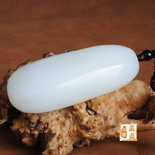 DL 1998 Fat Dong Lai quality Hetian jade raw stone handle piece beige jade Afghan jade white jade jade handle piece men's crafts topaz model 76*35mm