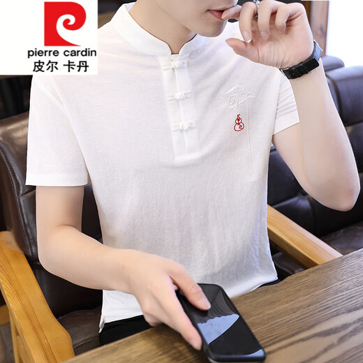 Pierre Cardin Summer Sticked Stand-Collar-T-Shirt für Männer kurzärmeliger Retro-Tang-Anzug Chinesischer Stil für Männer im chinesischen Stil von Männern.