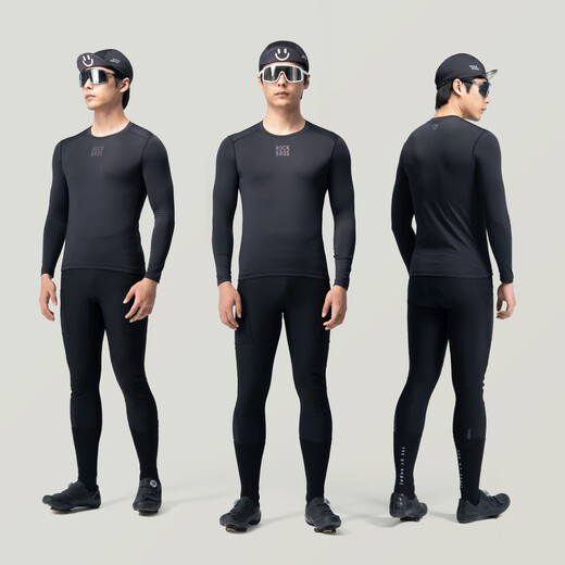 Locke Brothers Fleece Cycling Jersey Winter Inner Long Sleeve Top Warm Sports Basement Underwear Thin and Breathable Men's Lightweight and Comfortable Fleece Warm - Black Inner 3XL 4XL