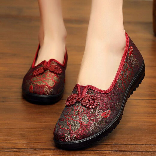 Vieil Pékin Chaussures en tissu pour femmes au printemps et à l'automne Chaussures de vieilles hommes et personnes âgées Chaussures rouges 60 ans Chaussures du mois de la mère de 60 ans 7170-73 Couleur marron 37