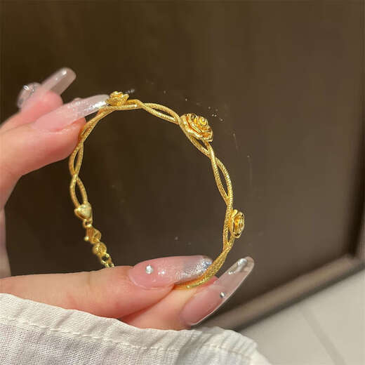 Library selection of explosive gold wrapped rose bracelet for women 2024 new sweet style double layer wrapped design bracelet rose bracelet