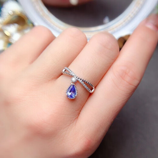 Shilian's new natural tanzanite ring has rich color, clean crystal, 925 silver precision inlay and supports testing.