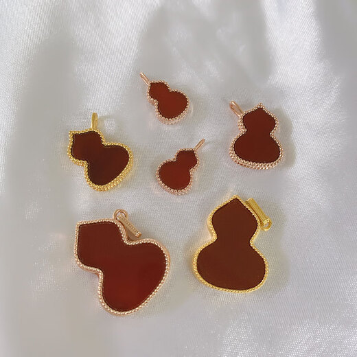 Olevo 18K gold gourd pendant color gold rose gold gold pendant red agate clavicle chain set chain for women gift au750 18K gold rose gold (single pendant) medium gourd