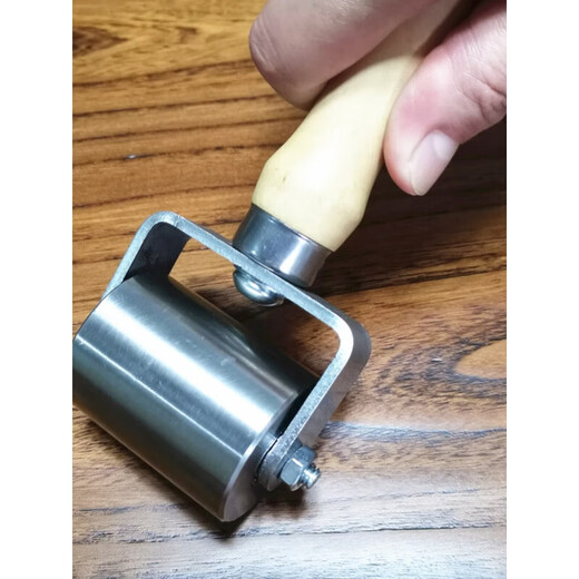 XMSJ Roule de presse en acier inoxydable Double roulement à rouleau solide Rouleau étanche en cuir en cuir en cuir en fer à rouleau d'autocollant autocollère d'échappement 5 cm Roue de presse en acier inoxydable (environ 695 grammes de poignée métallique D4