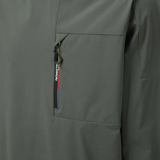 Salomon Men's Outdoor Sports Trendy Casual Urban Fashion Sweater BLAST WOVEN LS PKT TEE Shark Purple Gray C28136 2XL