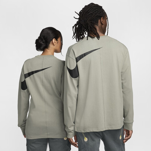 耐克（NIKE）官方ISPA男女长袖上衣情侣纯棉休闲运动叠搭舒适FJ7375 053暗泥灰/黑 L