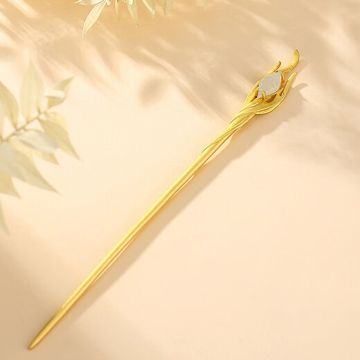 Su Shiliu phoenix feather hairpin for women S925 silver new Chinese style antique high-end Hetian jade one-word hairpin birthday gift for wife 925 silver retro phoenix feather hairpin