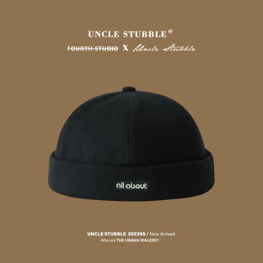 Xiniu men's melon skin hat Japanese style Harajuku style street trendy beanie hat yuppie hat landlord hat girls black one size