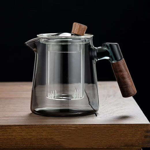 Muyun side handle teapot thickened glass teacup tea set gift teapot high temperature resistant household large capacity 600ml single pot ash style