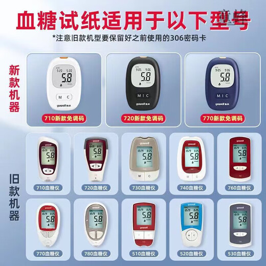 鱼跃（yuwell）血糖试纸710/720/730/740/510/520/530/血糖试纸通用独立装 +100 【独立装】50支试纸