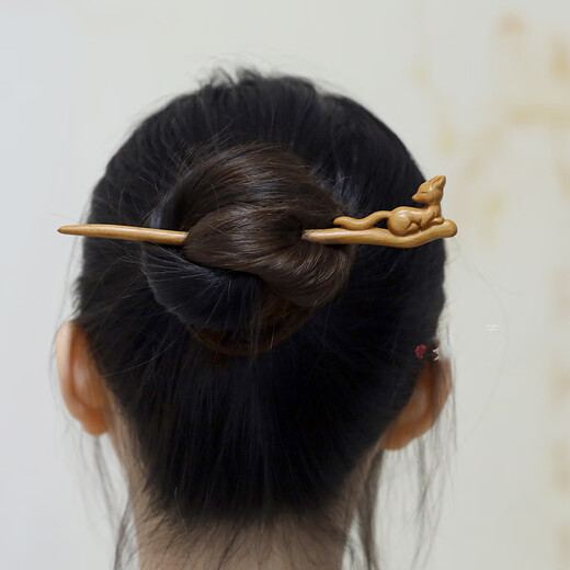 Meng Junchen, Little Fox, New Chinese Style Hairpin, Peach Wood, Daily Versatility, Ancient Style Little Daji Girl Hairpin Cheongsam, Little Fox Fairy, Peach Wood
