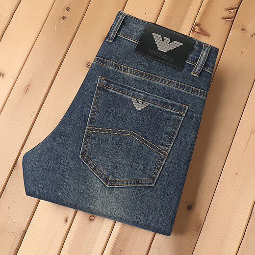 Chi Armania Spring New Style Qi YA Light Luxury High-End Hong Kong Jeans de alta gama Bordado recto Slim Bordado Casual 9922 Modelo-ADD VELVET 9922 Modelo-Add Velvet 28 (2 pies 1 cintura) 100 Jin [Jin iguala 0.5 kg]