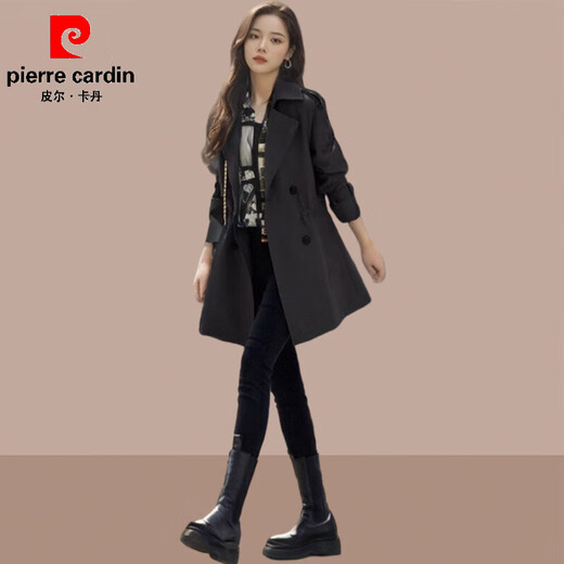 皮尔卡丹（pierre cardin）风衣女士中长款小个子英伦风大衣外套时尚洋气2025春秋季女装新款 卡其色 L (建议100斤-115斤)