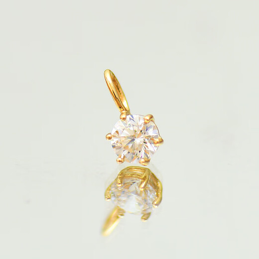 The library selects Korean fashionable 10k gold pendant, exquisite and versatile geometric diamond-encrusted six-claw pendant, colored gold necklace, clavicle pendant, pendant (without chain)