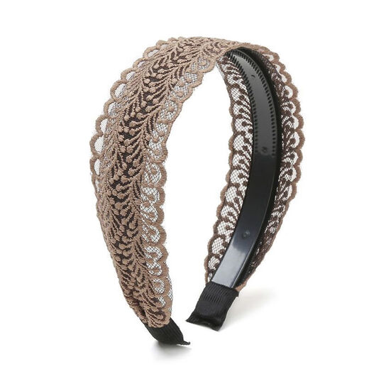 Meipai wide-brimmed lace headband for women to cover gray hair, toothed anti-slip headband, Korean version, versatile hairpin for face wash and makeup, double-row black