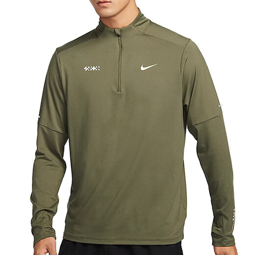 Nike (Nike) T-shirt long à manches masculines 2025 Été Nouveaux sports Running Training Casual Stand-Up Collar Pullover HV8212-677 HV8212-222 Green / Année Nouveau modèle M M