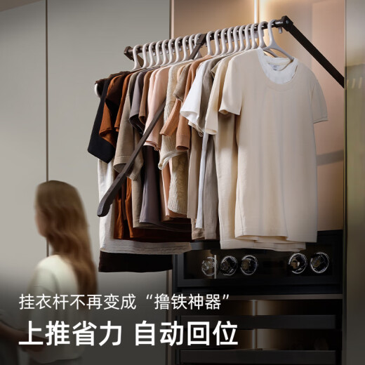 XMSJ道璞道璞轻感款衣橱柜内下拉式升降衣柜挂衣杆可伸缩调节内置衣杆 铰链大于2.5柜宽898-1098摩卡色