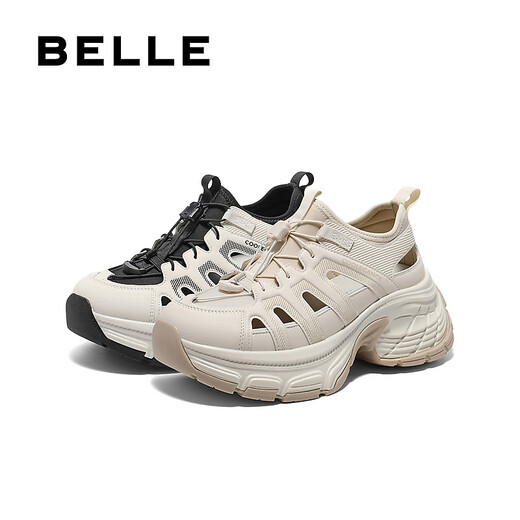 百丽（Belle）运动鞋女25夏新厚底透气涉水休闲鞋D5J1DBK5 白色/黑 37 (235mm)
