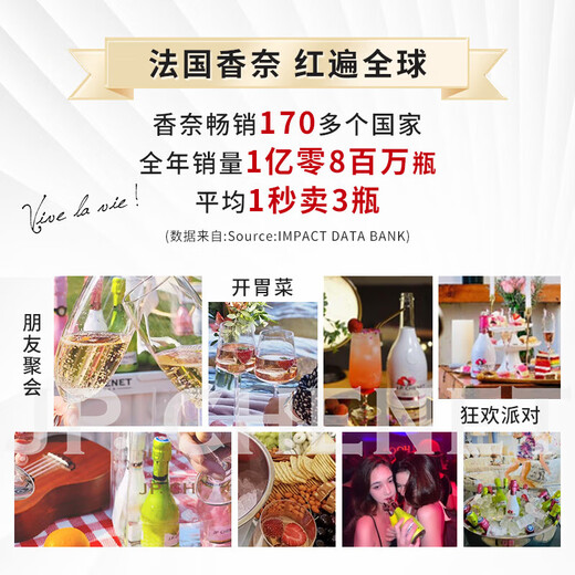 香奈（J.P.CHENET）法国原瓶进口红酒 起泡葡萄酒 白兰地XO 送礼 伴手礼小酒 起泡酒莫吉托 200ml