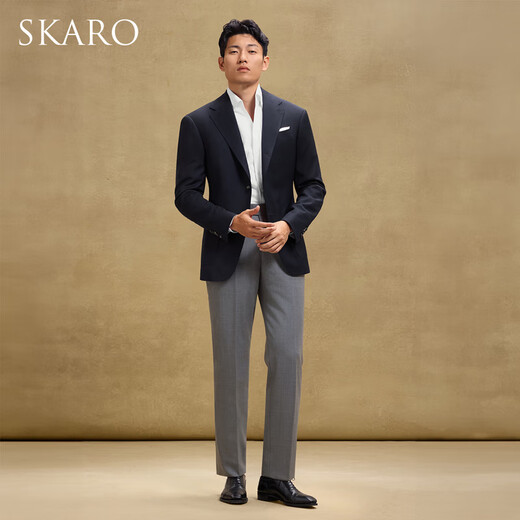 SKARO [Same Model in Lei Jun] Blaze pure wool suit business casual blazer men's slim single dark blue SKV871 (single row horn buckle) 48