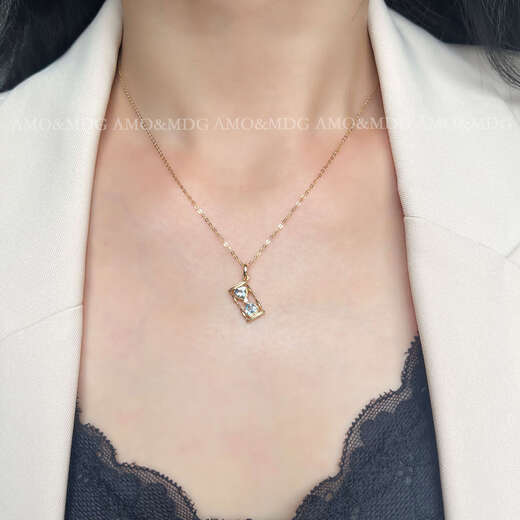 Kechu Hourglass Natural Aquamarine Necklace 18k Gold Diamond Clavicle Chain Gemstone Color Gold Jewelry Buckle Pendant 18k Gold Yellow 25 Points Aquamarine (Pendant Only) Universal Buckle