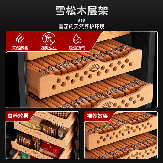 CIGARLOONG cigar cabinet with constant temperature and humidity, purifying ammonia and alcohol, WiFi remote control, Spanish cedar wood compressor, air cooling