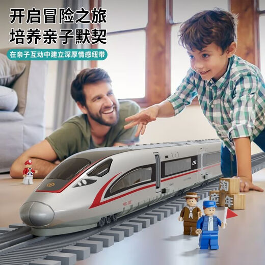 淘童年高铁玩具男孩火车动车模型儿童复兴和谐号电动轨道列车合金遥控 [电动遥控款-两节+赠公仔]高铁复兴号-银