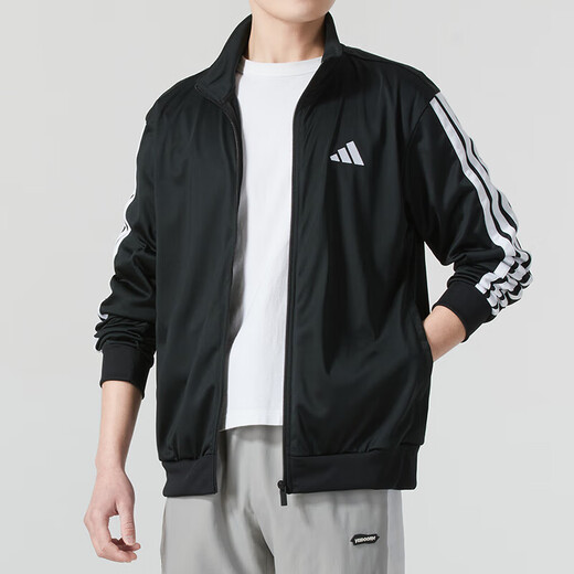 Adidas Jacket Hombres 25 Summer New Sportswear Fitness Entrenamiento Carriendo ejercicio Casual Wathed Chaqueta Top Ji8816/Negro/Blanco M
