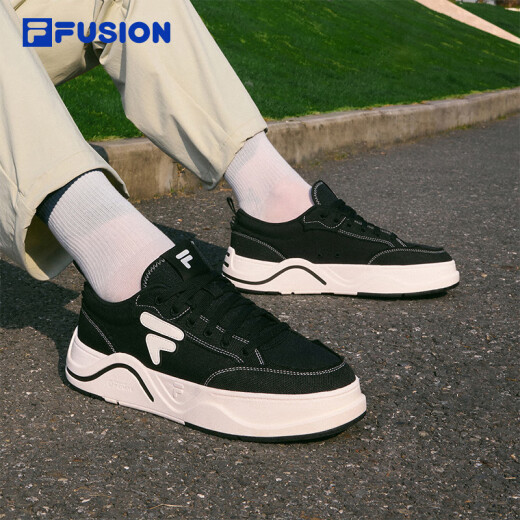 Filafusion Filafusion [mismo modelo en Zhang Hao] Zapatos para hombres 2025 Nuevos zapatos de lona de suela gruesa deportes y zapatos casuales negros/leche blanca 40